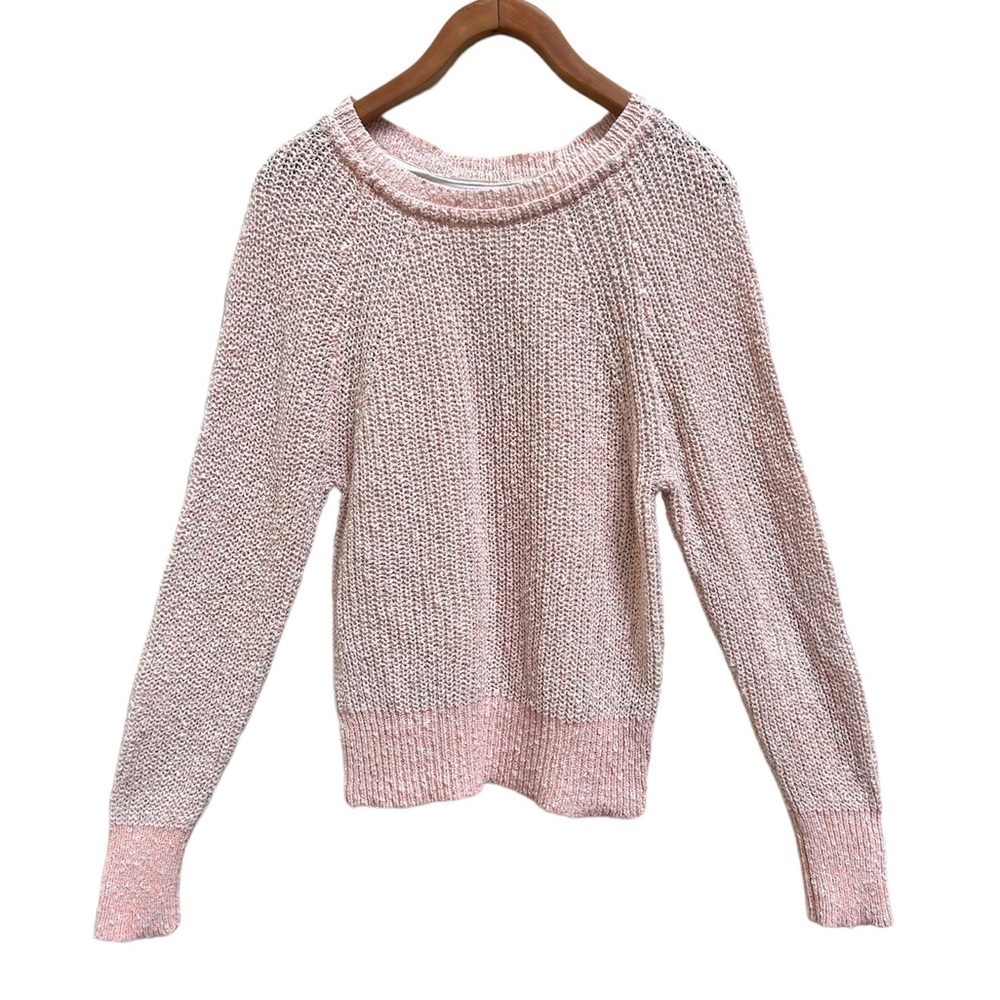 Free People Pale Pink Crew Neck Knit Sweater, Size Small